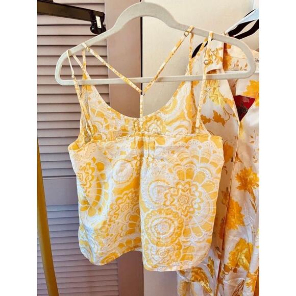 Anthro Lilka Yellow Floral Print Tank Top - Size L - Picture 3 of 5